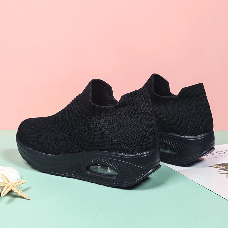 Sneakers Women Platform Light Beige Shoes Plus Size Casual Chunky Black Sneakers Woman Trendy Vulcanized Shoes